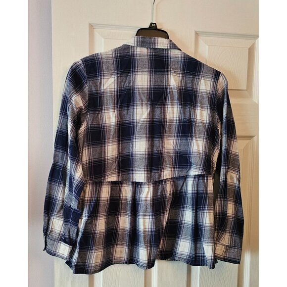 Vanilla Star Women's Plaid Button-Down Peplum Shirt Sz XL Soft Comfortable Style - Picture 2 of 9